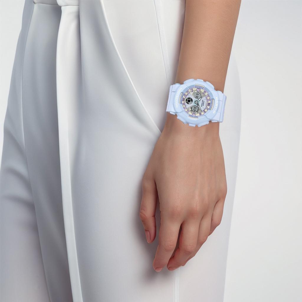 Casio Baby-G Series Fashion Minimalist Ice Cream Macaron Color Quartz Movement Resin Strap Watch Women watches Blue BA-130WP-2APR