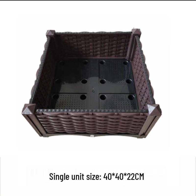 Outdoor Rattan Style 5-Link Plastic Raised Garden Bed