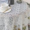Französischer Stil Spitze Transparentes Netz Tischdecke, Rechteckiges Polyester Strickgewebe mit Blumenmuster, Maschinell gefertigt für Weihnachts-Feiertags-Essdekor