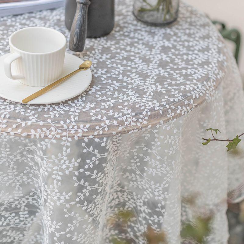 

Скатерть из прозрачной сетки с кружевом во французском стиле, прямоугольная трикотажная ткань из полиэстера с цветочным узором, машинного производства для декора рождественского праздничного стола 130*130CM
