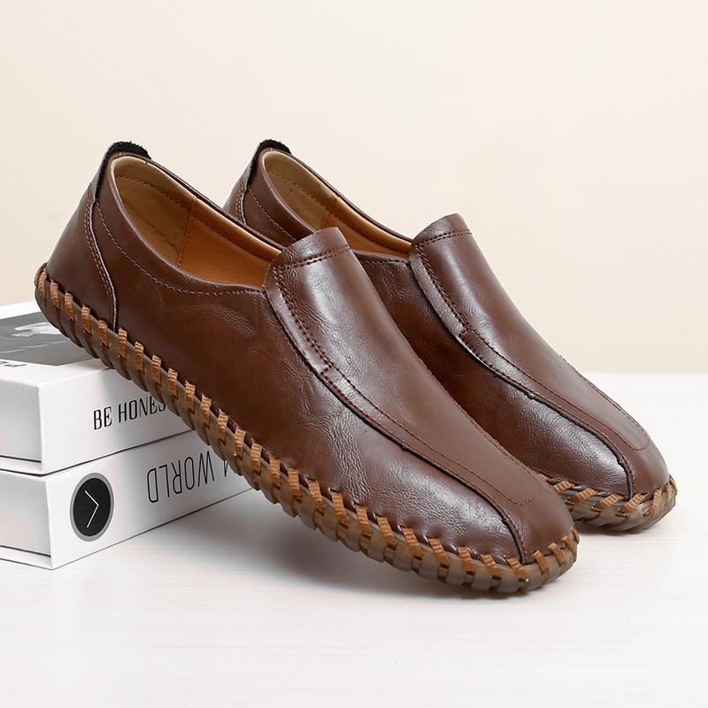 

Мужские кроссовки для активного отдыха Удобная обувь Кожаная ручная работа Повседневная обувь Мужские туфли на шнуровке на плоской подошве мужские Zapatillas Hombre 47 коричневый