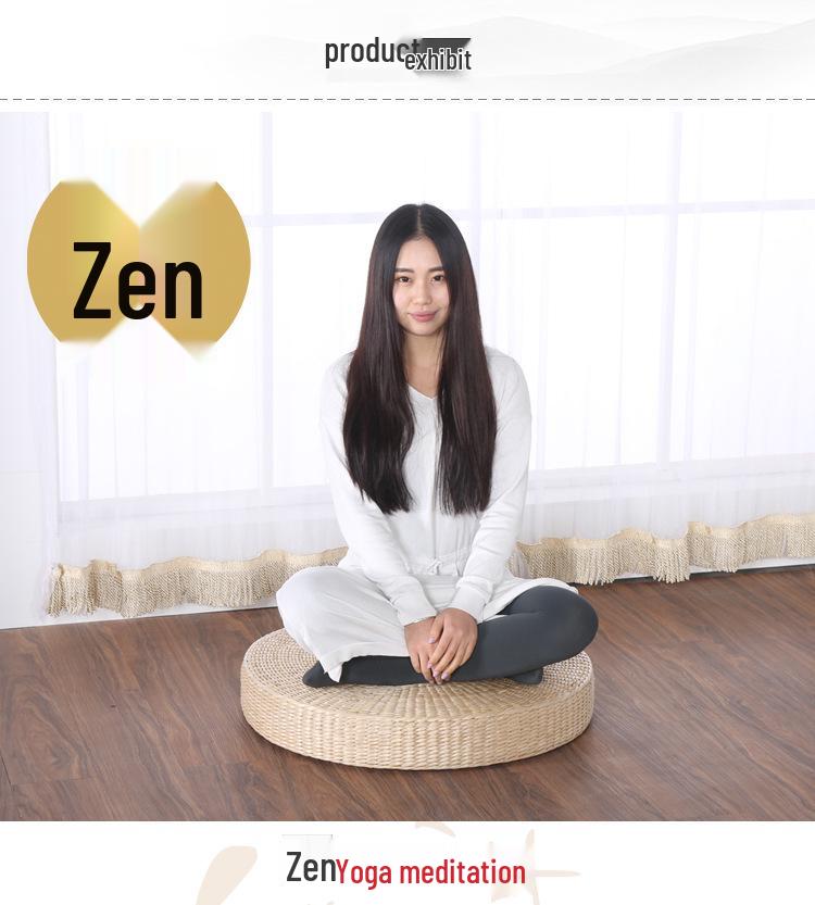 Round Woven Straw Zen Meditation Cushion Tatami Seat or Kneeling Tea Ceremony Cushion