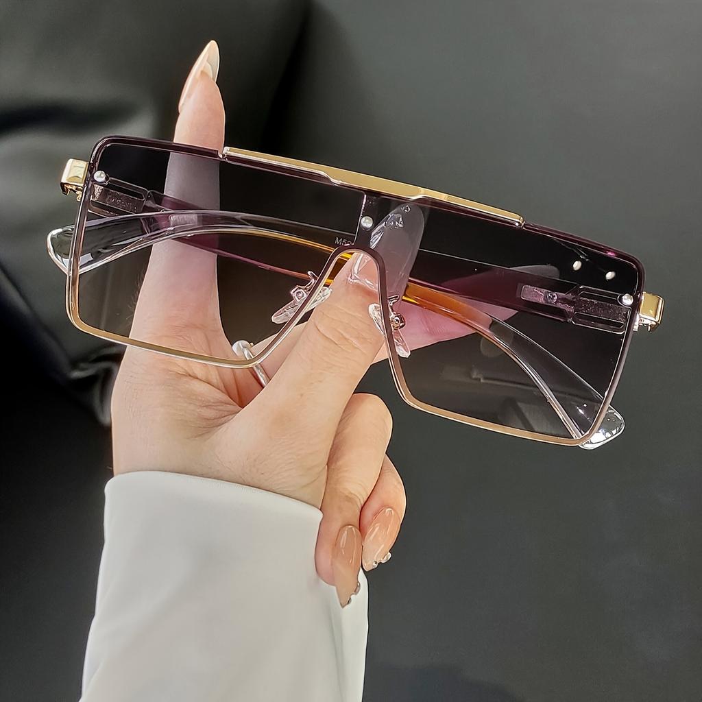 Fashionable Oversized Golden Glasses for Men Women Frameless Design Perfect for Parties Driving