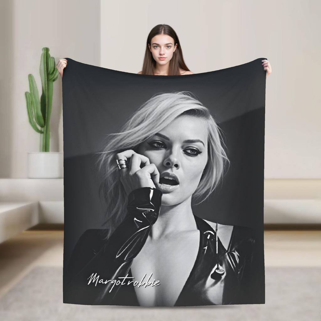 Warm Soft Blanket Picnic Margot Robbie Bedding Throws Funny Bedspread For Bedroom
