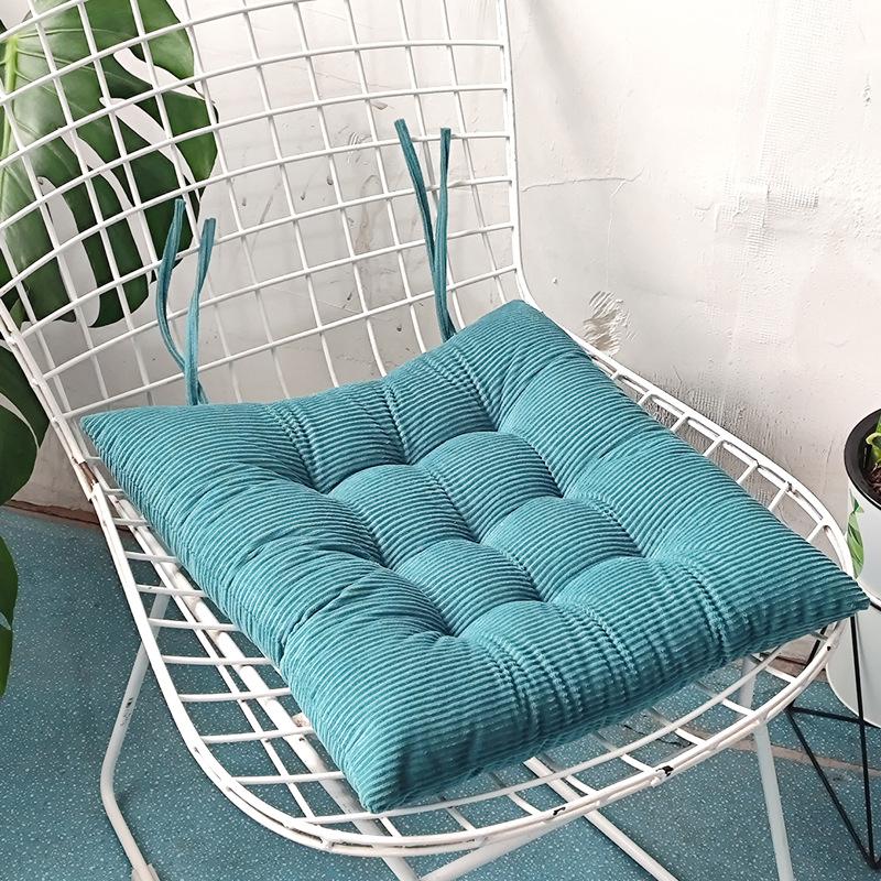 Warm Corduroy Strap Chair Cushion - Solid Color, Comfortable Chair Pad for Autumn and Winter