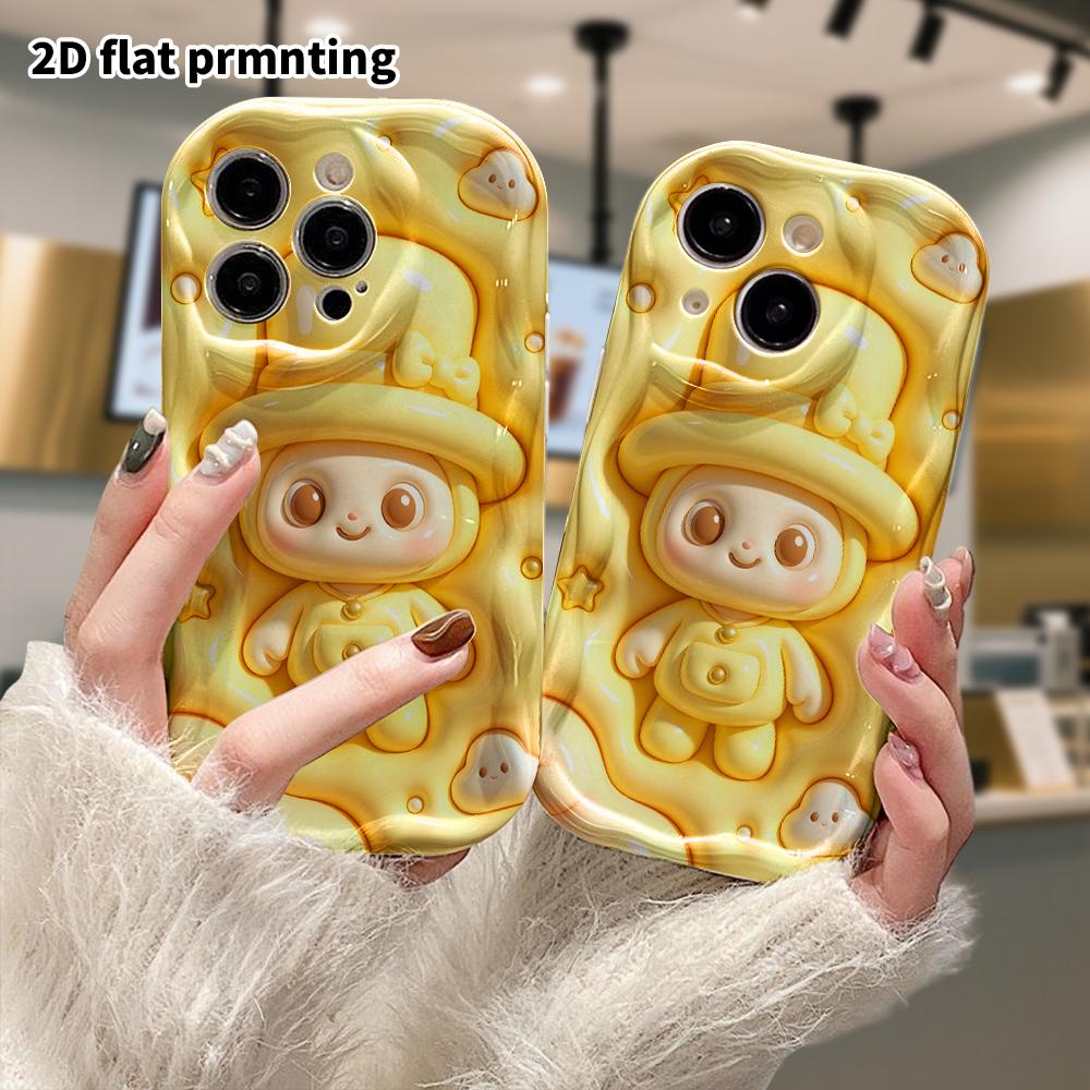 Phone Case: 2D flat design suitable for iPhone 18 17 16 15 14 13 Pro protective case, yellow top hat little elf, perfect Christmas and Halloween holid