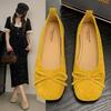 French flat bottom shallow mouth single shoes women's shoes 2025 new retro suede small red shoes fairy wind ballet beanie shoes