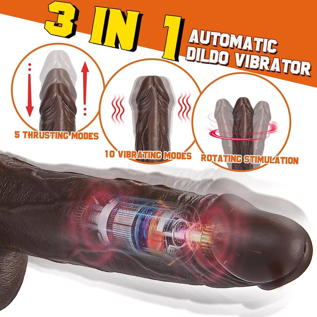 APP eller fjernkontroll Thrusting Dildo Vibrator Sexleketøy Svart Realistisk Vibrerende Dildoer for G-punkt Anal Stimulering Lubisey Tykk Kvinner Onani