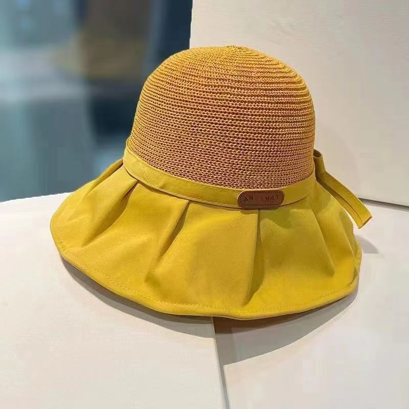 Summer women's bow bucket hat outdoor UV protection sun hat super large brim sun hat sun protection hat