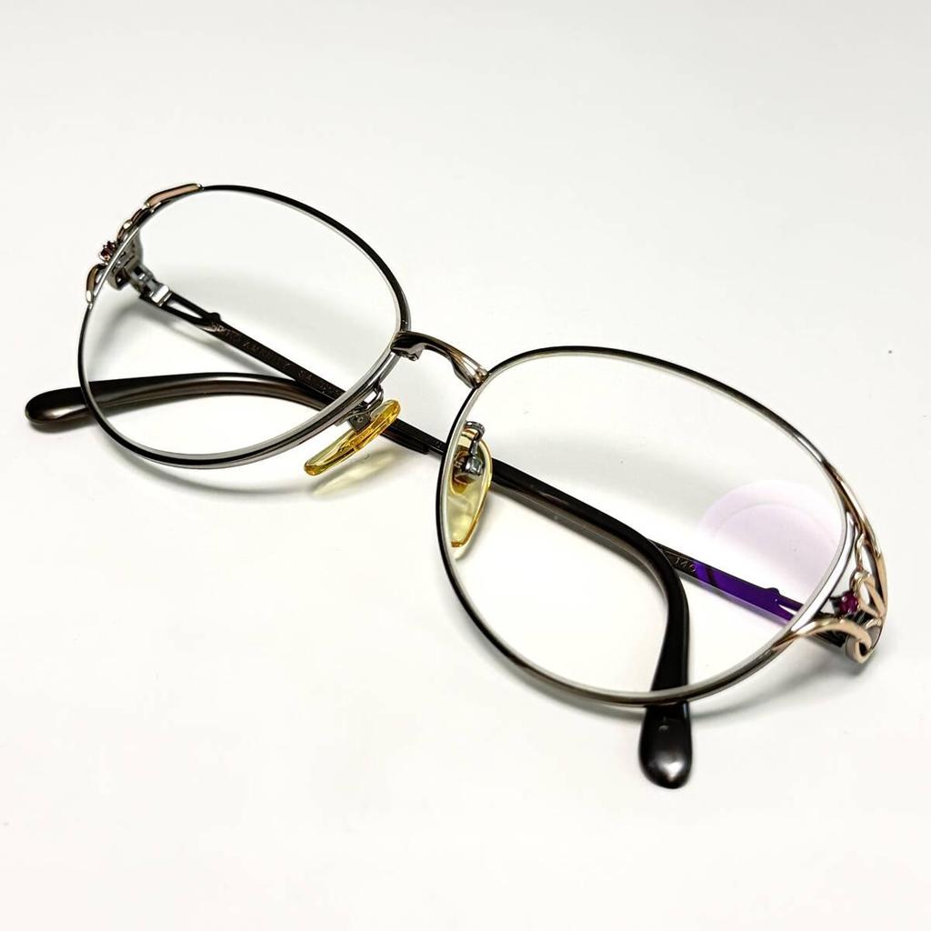 Used SEIKO AMENITY Seiko Eyeglasses Frame Glasses SA-3224 BG 5615-140 Grayish Natural Stone Jewel Glasses Ladies Vintage
