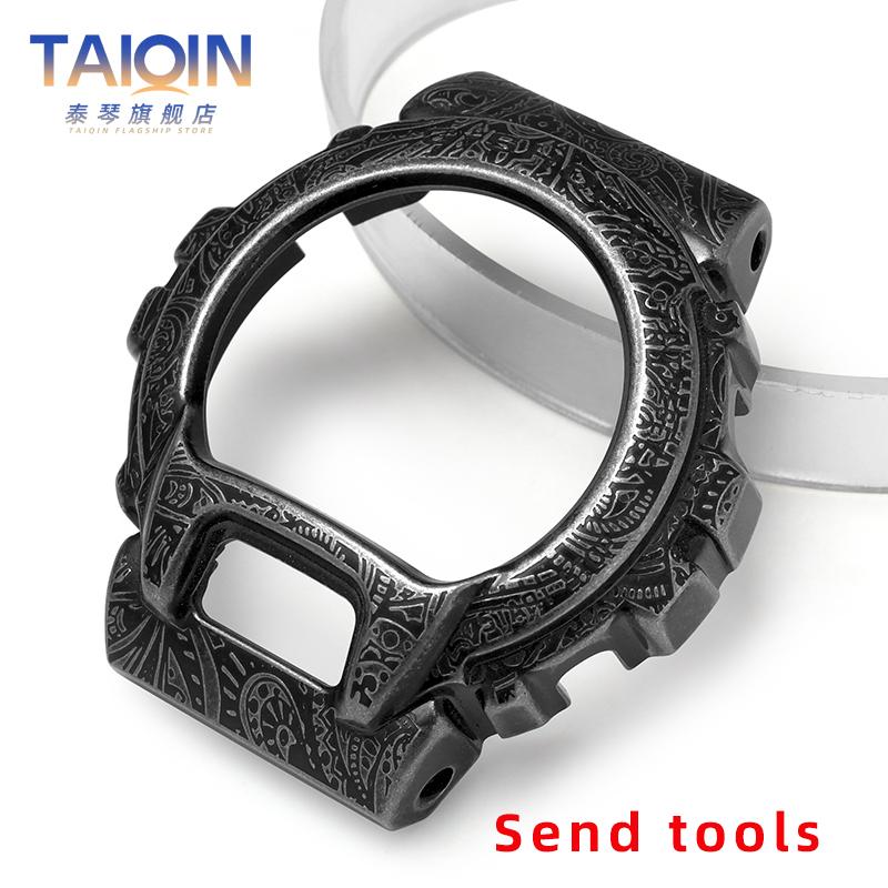 Stainless Steel Strap Bracelet for Casio G-Shock 3230 DW-6900 DW-6903 DW6600 Metal Watch Case Bezel Retro Carved Bezel Watchband For DW-6900