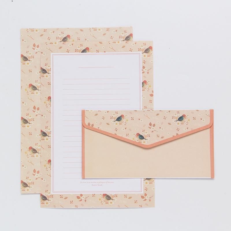 6 Sheets of Letterhead and 3 Envelopes for Mailing Envelopes, Vintage and Beautiful Floral Small Envelopes