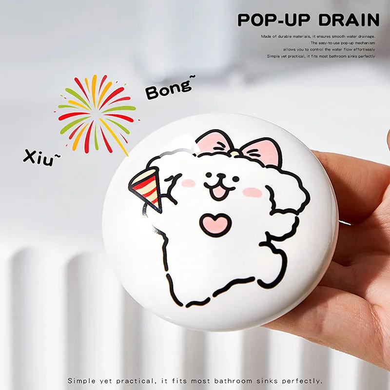 Washbasin Ceramics Top Sink Drain Spring Core Kitchen Filter Bathroom Anti-Odor Pressure Pop-Up Universal Floor Drain Hole Plug