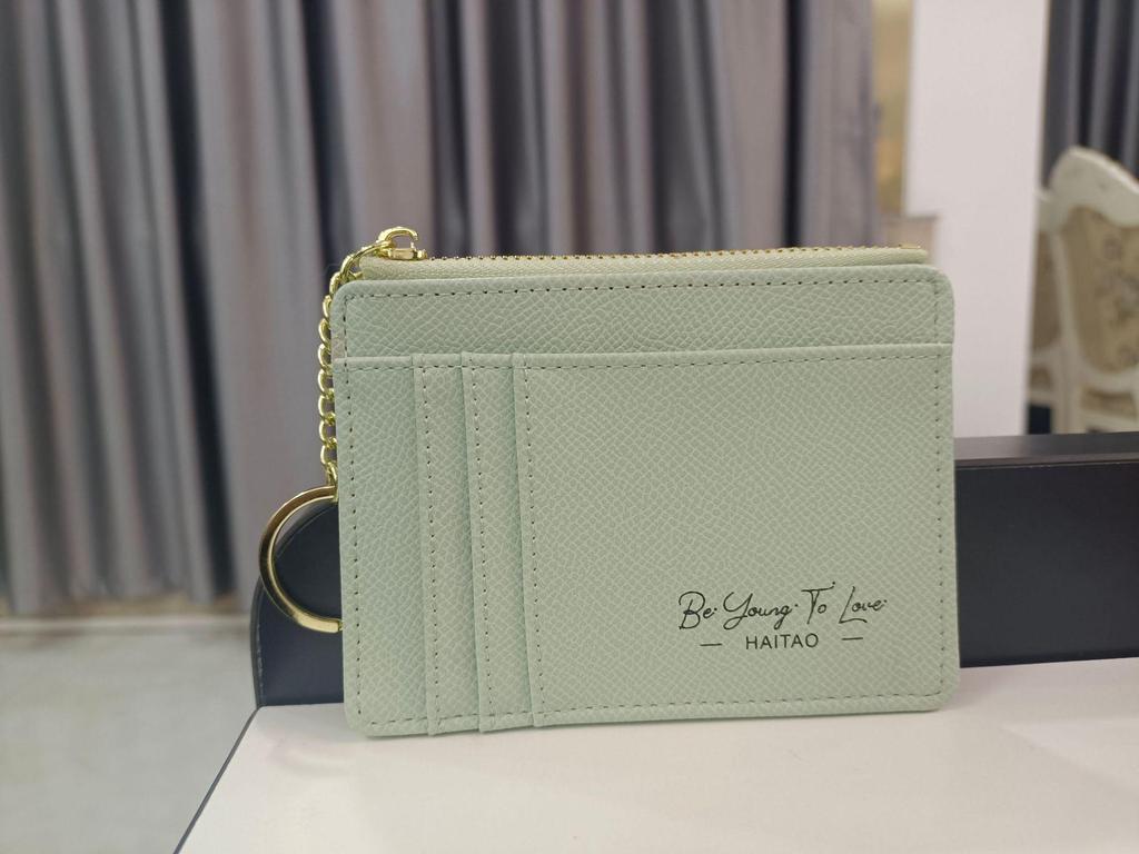 Women's Solid Color Card Holder & Coin Purse with Multi-Card Slots and Keychain