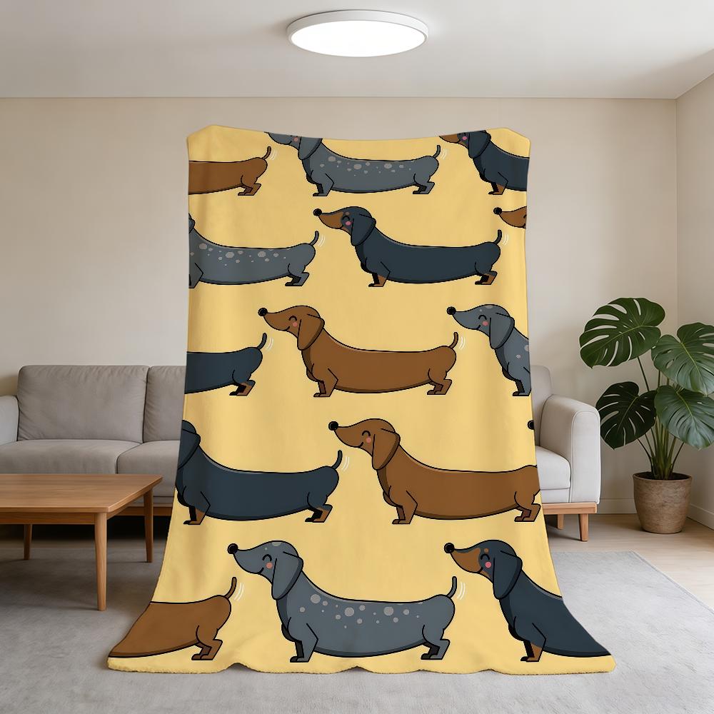 Dackel Cartoon Niedliche Decke Flanell Warm Weich Überwurfdecke Für Zimmer Sofa Kindliche Geburtstagsgeschenke