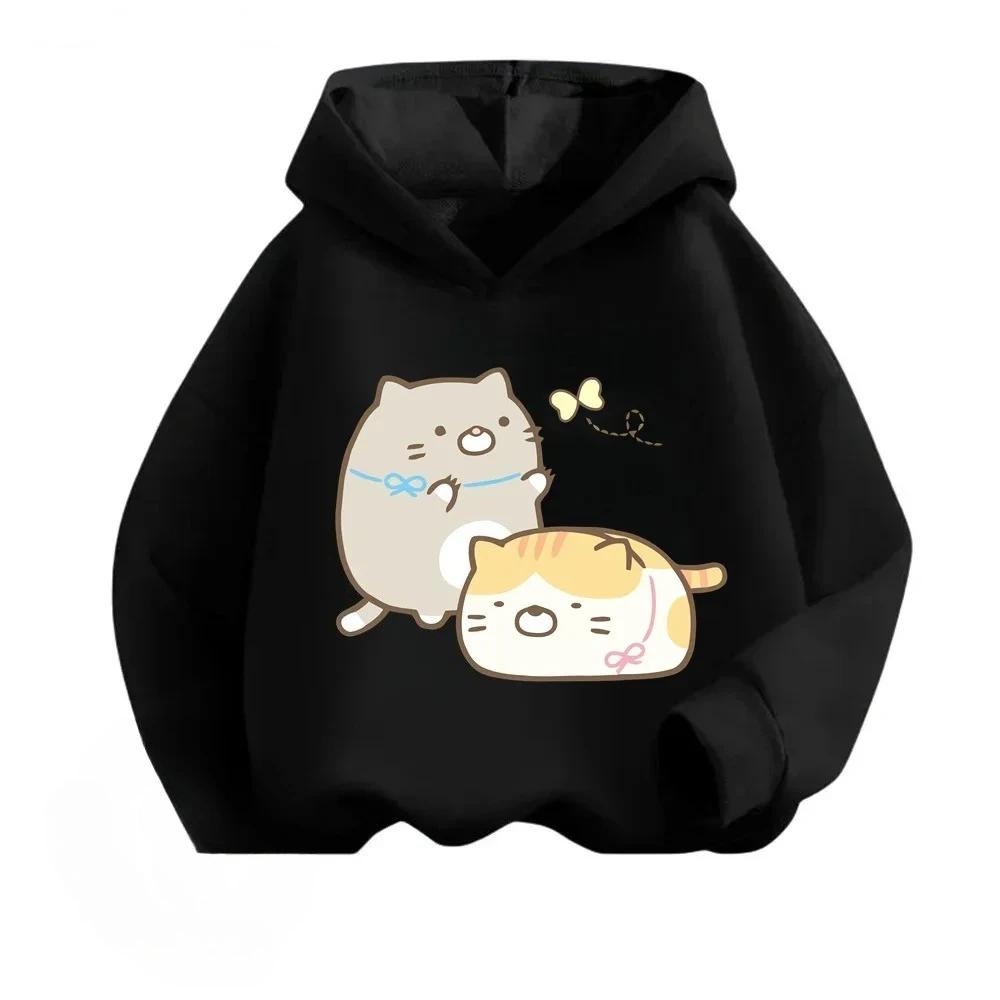 Niedliche Cartoon-Katzen Mode Kinder Kapuzenpullover Junge Mädchen Herbst Winter Täglich Outdoor Lässig Locker Street Warm Sportbekleidung