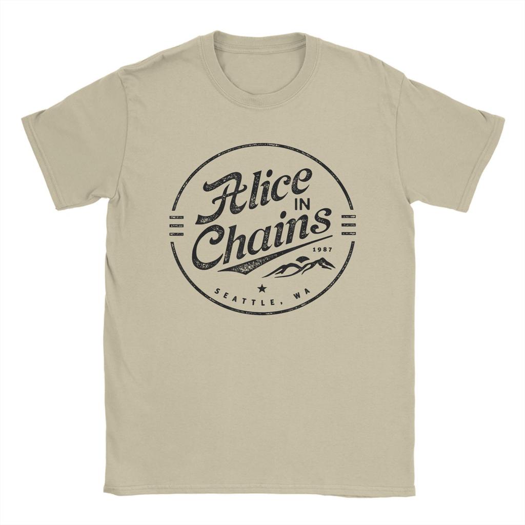 Alice in Chains Bandlogotyp T-shirt Herr Bomull Roliga T-shirts Rundhals Heavy Metal Musik T-shirt Kortärmad Merch Plus Size