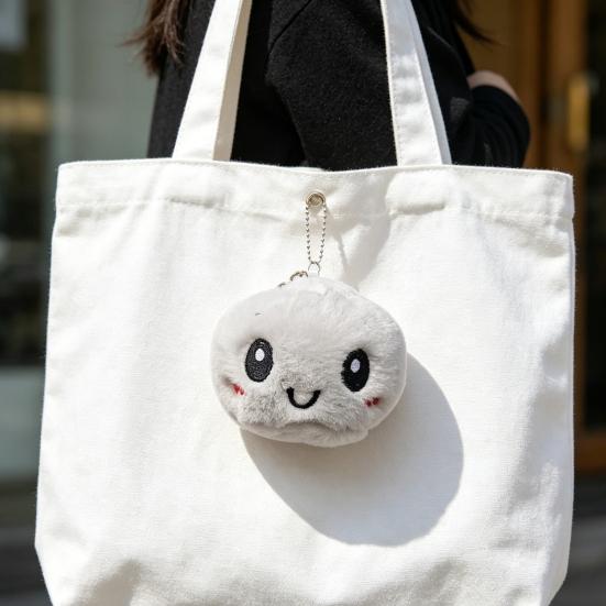 Cartoon gedämpftes Brötchen Plüschtier gefüllte lächelnde Dumpling Puppe Tasche Rucksack Geldbörse Anhänger Schlüsselanhänger Hängende Dekoration