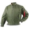 Men's Gray Classic MA1 Bomber Jacket Stand Collar Full Zip Flight Windbreaker Coat