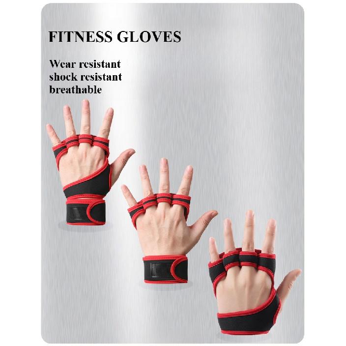 Half Finger Weight Training Gloves for Men Women Fitness Sports Wrist Palm Protector Gloves Anti-slip Gym Cycling Gloves Black 6