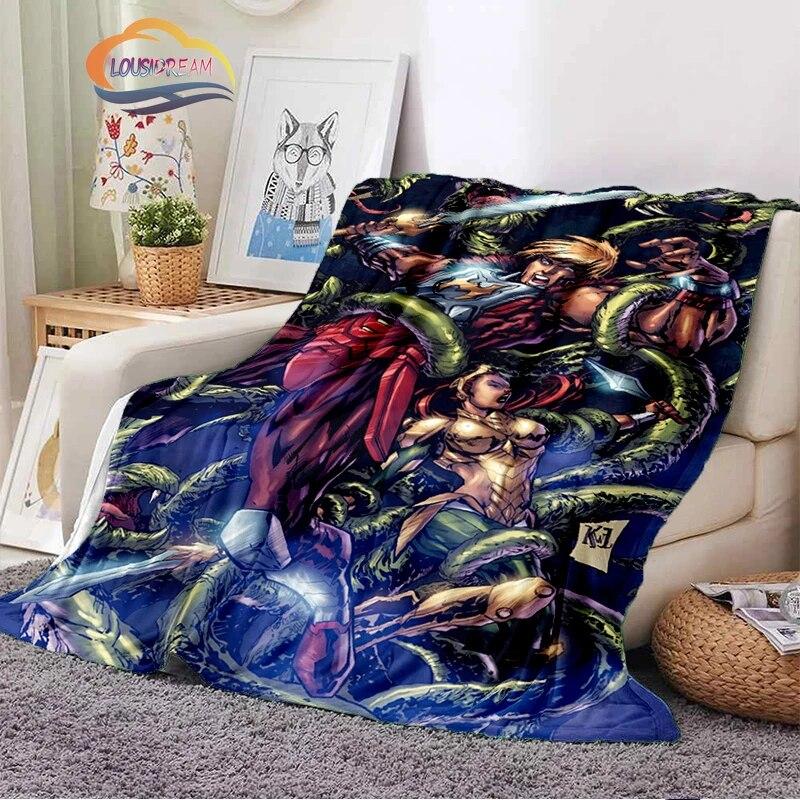 Science fiction adventure cartoon Masters of the Universe Cashmere Blanket 3D Printed He-Man Cartoon Flannel Bedspread camping