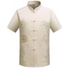 Men's Ethnic Summer Tang Suit: Short-Sleeved Stand Collar Monk Robe-Inspired Hanfu Top