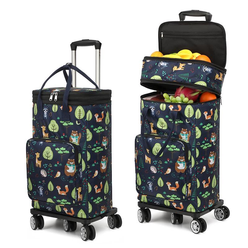 Carrello della spesa pieghevole leggero con manico telescopico e ruote universali per generi alimentari e campeggio