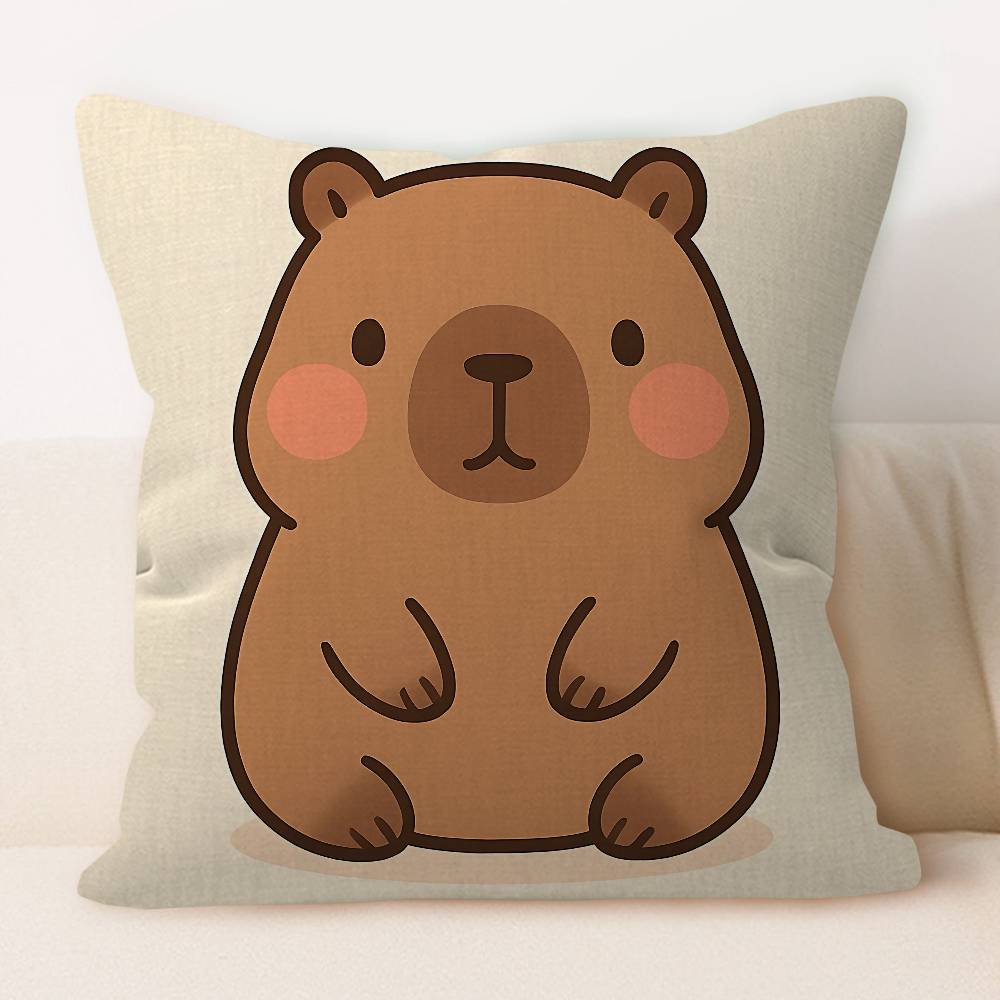 

Cartoon Capybara Hippo Pillow Cushion Cover Pillowcase Living Room Sofa Home Decor Customized 20x20Inch