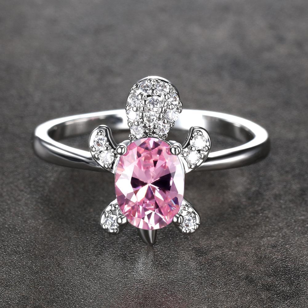 Hot Selling Fashionable White Diamond Turtle Ring Couples Simple Index Finger Ring Accessory