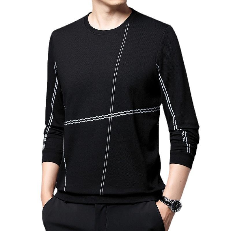 Spring and Autumn Thin Sweatshirt Slim Base Shirt Top Men's Pullover Round Neck Casual Versatile Long Sleeve T-shirt