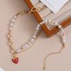 Small Fresh Strawberry Pearl Zircon Necklace Less Cream Sweet Girl Style Collarbone Chain Necklace