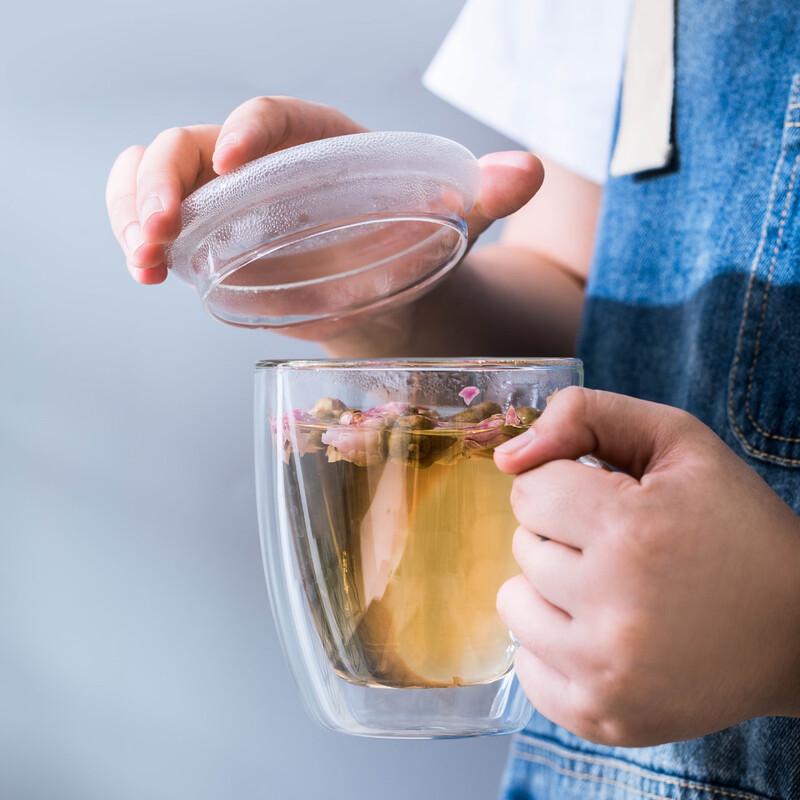 Deou Xingguang Double-Wall Glass Mug with Lid - 475ml