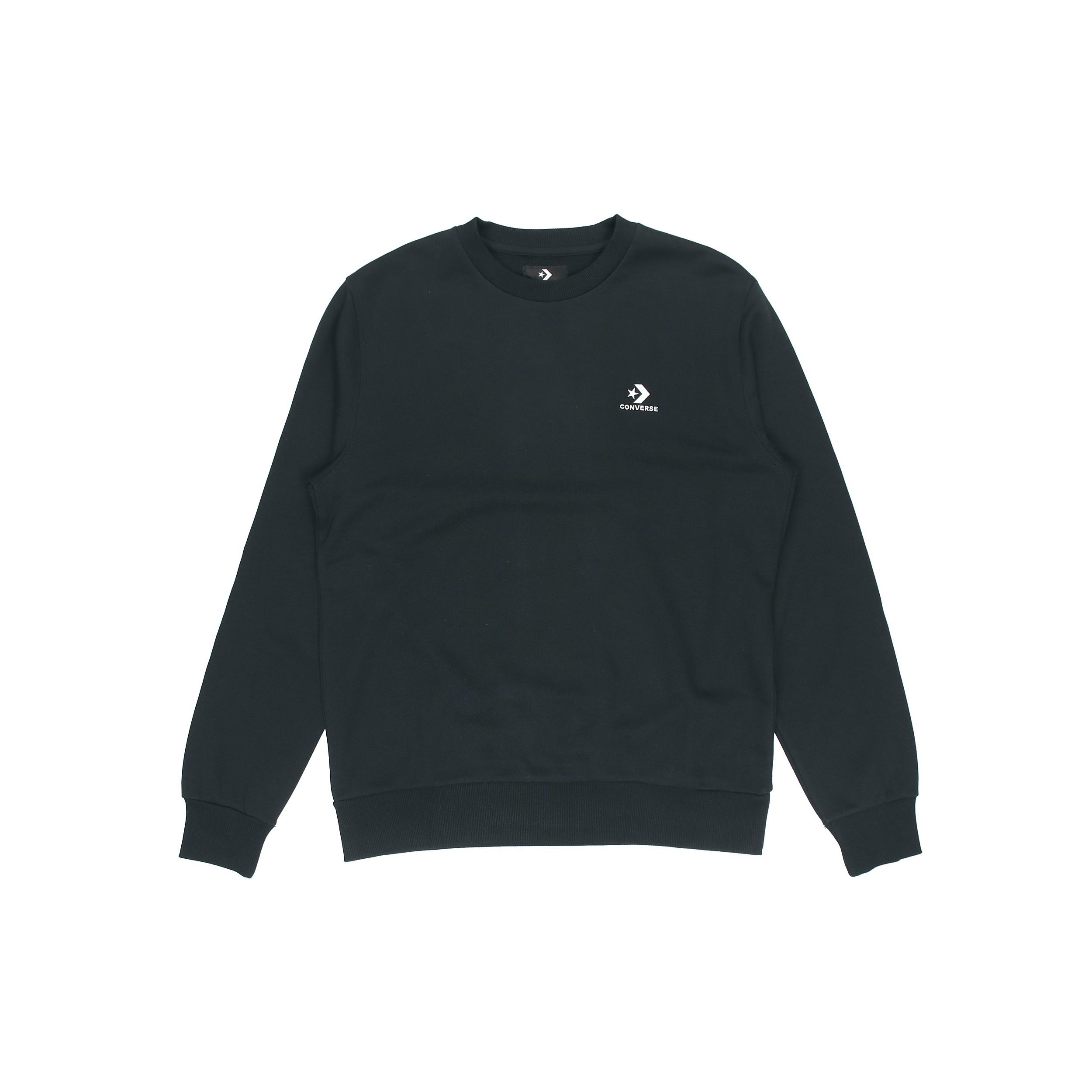 Men s Converse Casual Sports Logo Round Neck Pullover Dark Black 10020345-A01 S