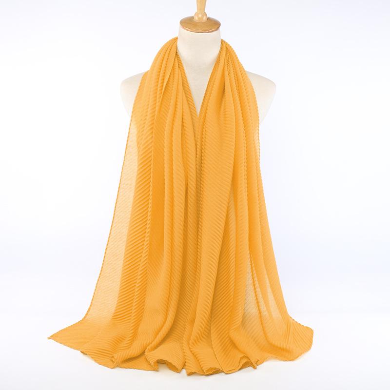 Niche Crinkled Cotton Linen Headscarf: Fashionable Pleated Long Scarf for Women (YW112)