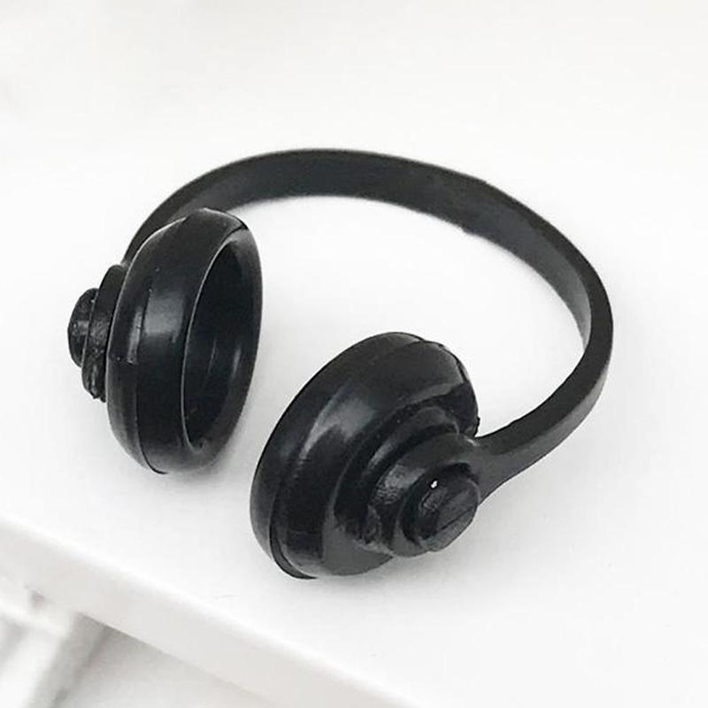 2pcs 1:12 Scale Doll House Miniature Neat Black Plastic Headphones Computer Room