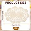 2-Pack Vintage Lace Placemats - 10x14 Inch French Crochet Lace Doilies, Handmade Embroidered Oval Table Mats for Dining, Tea Party, Wedding Decor,
