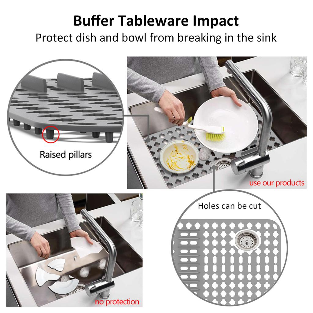Silicone Sink Protector Heat-Resistant Anti-Slip Sink Liner Mat Portable Reusable Protector Mat for Kitchen Rectangle Sink