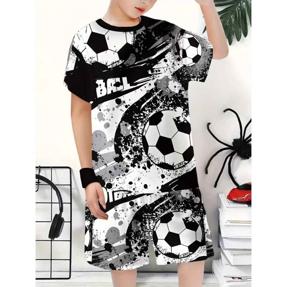 Summer Children's Sports Set Football 3D Print Soccer Jersey Sets for Children Quick-Dry T-Shirt Shorts Children's Clothing