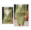 Women's Long Sleeve Collarless Suit Jacket Set - Spring/Autumn Workwear for Flight Attendants or Hotel Staff