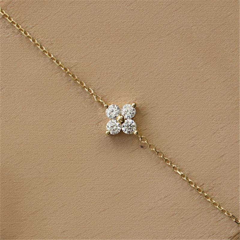 CANNER Real S925 Silver Mini Zircon Flower Pendant Bracelet Chain for Women's Fine Jewelry Gifts Gold Bracelets Bangles