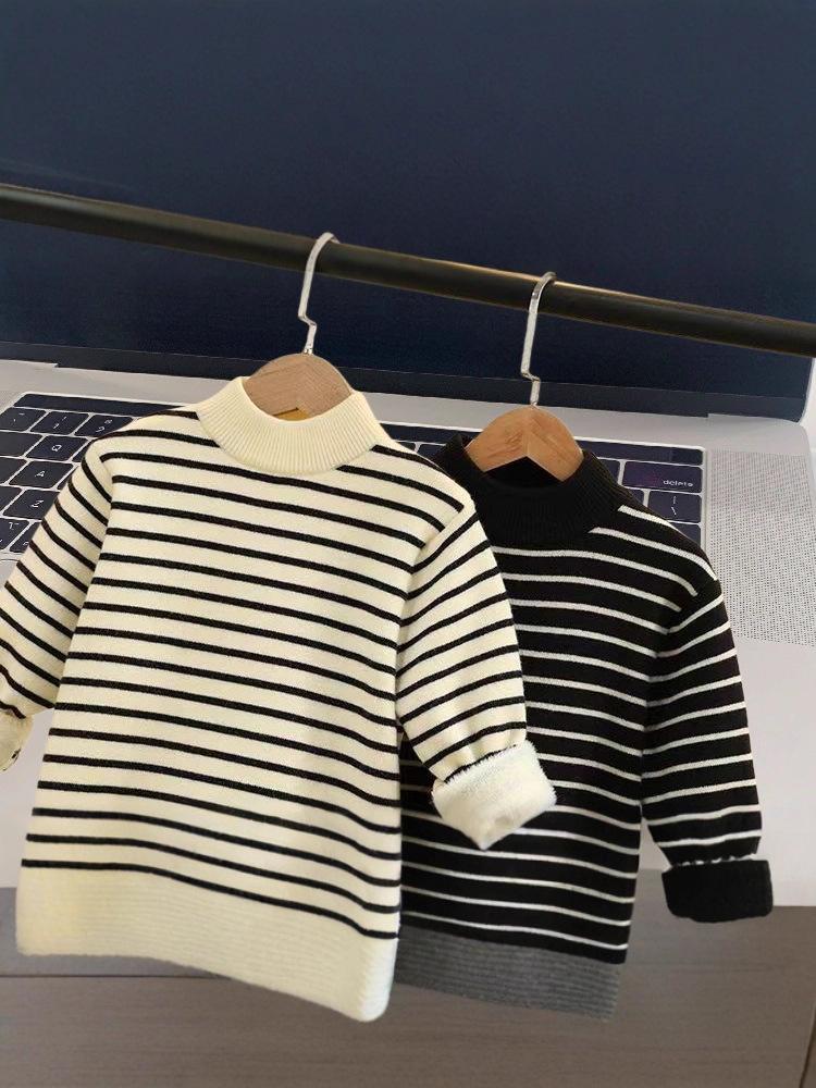 Kids' Thick Plush Knit Sweater - New Winter Round Neck Warm Layer