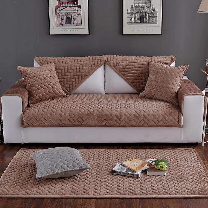 Corner Sofa Cover Universal Polyester Velvet Couch Cover for Living Room 1 2 3 Seats Pet Friendly Reclining Seat