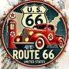 Vintage Route 66 Metal Tin Sign Retro Car Gas Pump Wall Art Plaque Garage Man Cave Decor Gift