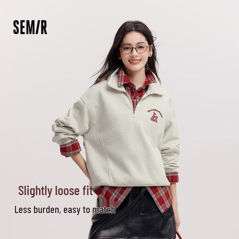 

Semir Women s Zhang Renhua Collaboration Stand Collar Loose Sweatshirt XL