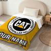 1PC Cat Construction Gear Custom Name Patterned Flannel Blanket Suitable For All Seasons for Home Decor Warmth and Comfort Gifts Holiday Gift