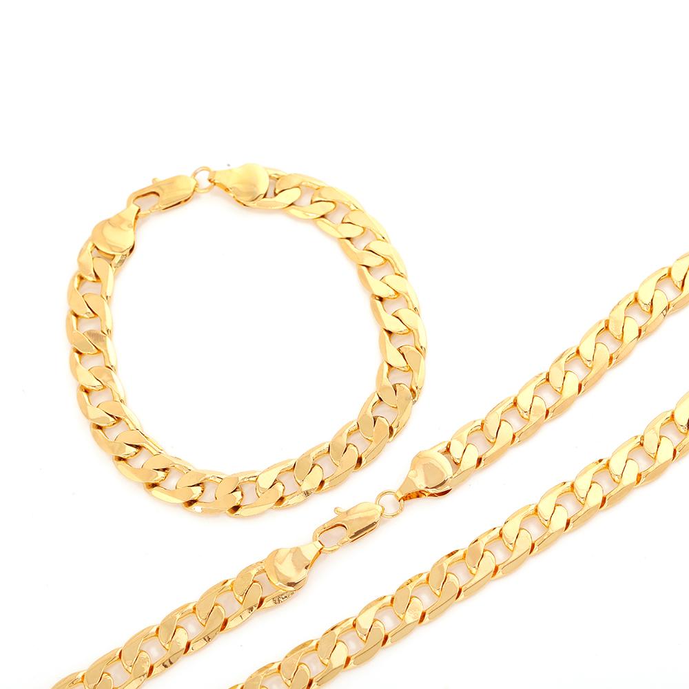 

Luxury Brand 925 Sterling Silver 18K gold pretty 8MM geometry chain bracelet neckalce for women men fashion designer jewelry set 45cm&Necklace bracelet срібний