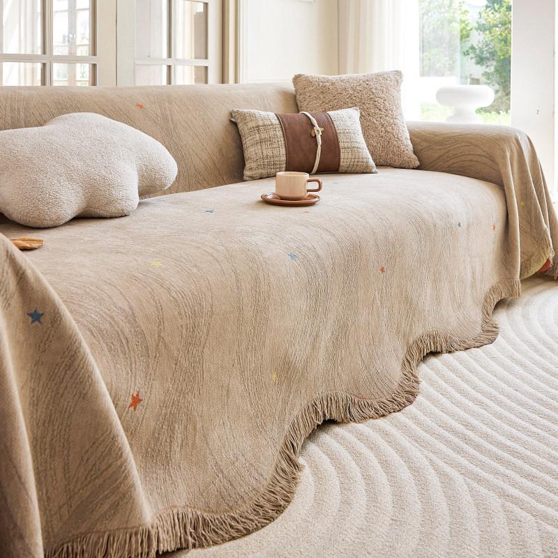 Shenier Thickening Warm Sofa Cover Anti Cat Scratch All Season Universal Sofa Towel Sofa Protect Cover with Tassel Couch Blanket