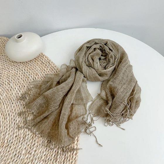 Retro Solid Color Linen scarf Women's Spring And Summer Breathable Linen Cotton Scarves