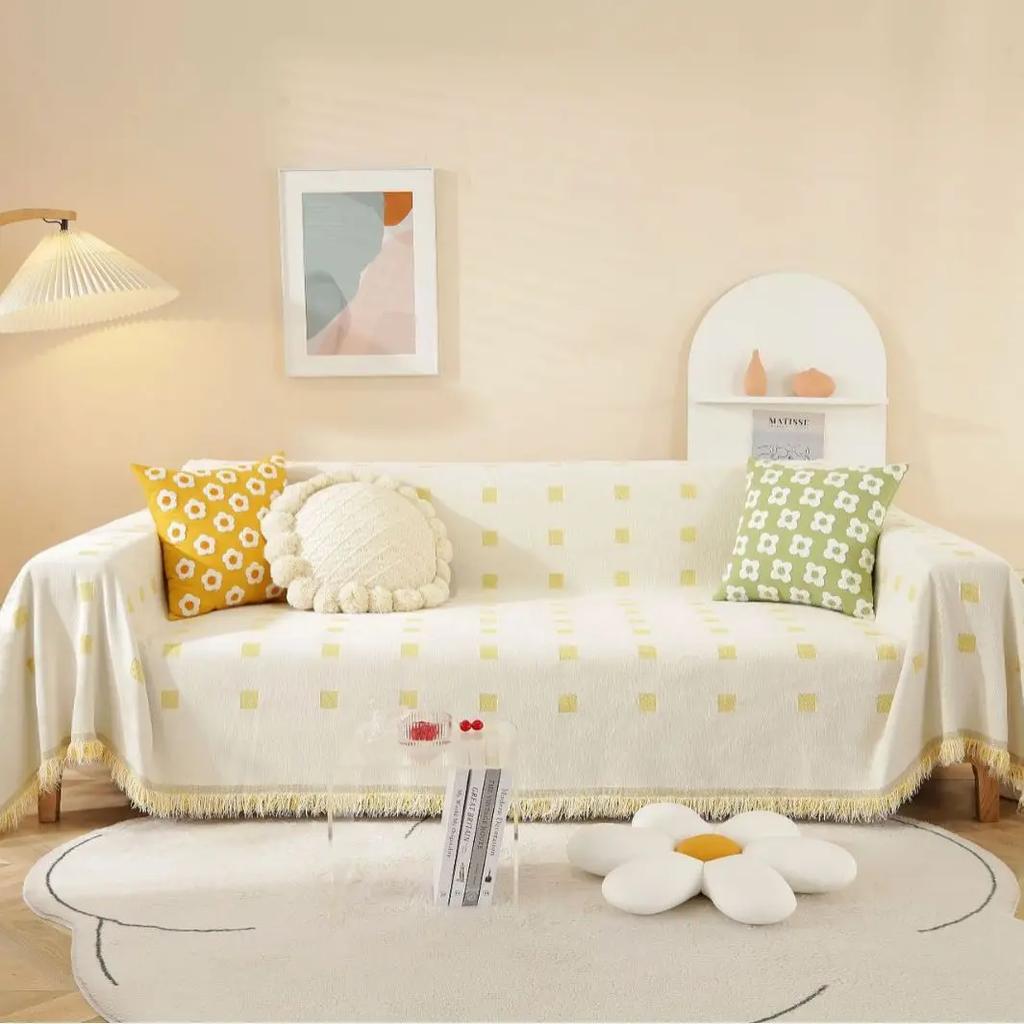 Slipcover Multi Functional Sofa Towel Cover Geometric Thick Double-sided Tablecloth Sofa Covers for Living Room
