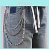 Metal Chain Waist Belt With Multilayer Beaded Design For Men And Women